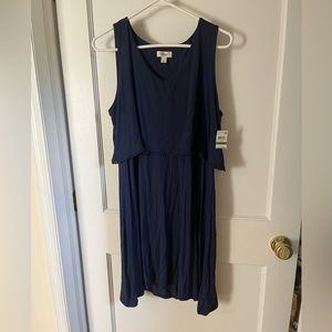 Style & Co Sleeveless Dress L Blue Overlay 607